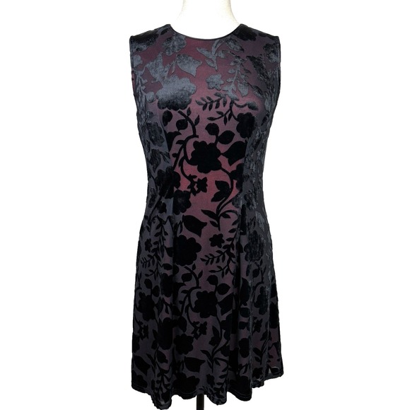 Hillard & Hanson Dresses & Skirts - Vtg‎ Black Velvet Burnout Dress Womens 8 Sheer Mesh Y2K Whimsigoth Fairy Grunge